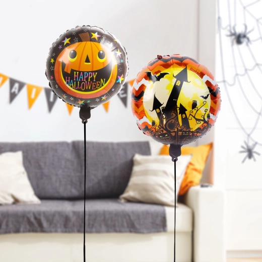 Ballons en aluminium d’Halloween citrouille et château – 2 pièces