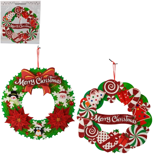 Couronne de Noël en papier – motifs assortis (lot de 12 pièces)