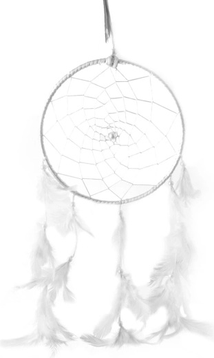 Attrape-rêves blanc avec tissage en coton et plumes 90 cm