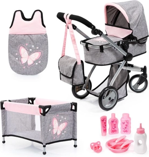 Bayer méga set – poussette pour poupées avec lit/ parc et accessoires de couchage