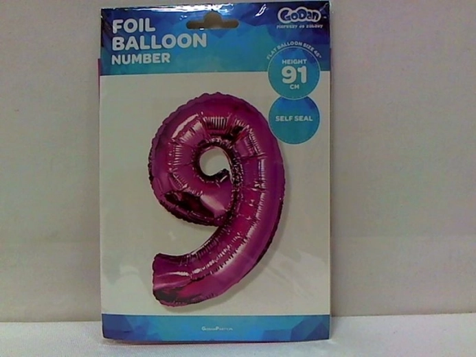 Ballon en aluminium chiffre 9 rose 92 cm