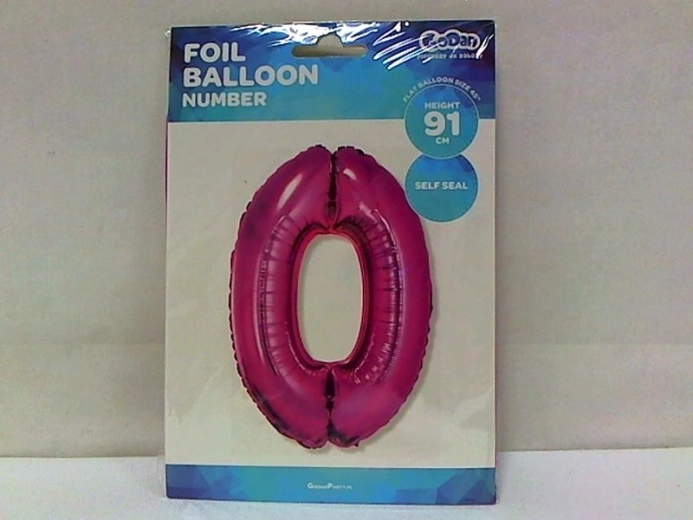 Ballon en aluminium chiffre 0 rose 85 cm