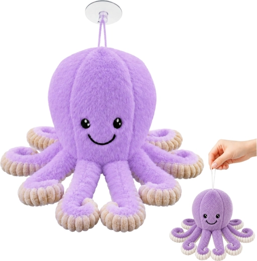 Peluche pieuvre avec ventouse violette 16 cm - 1 pièce