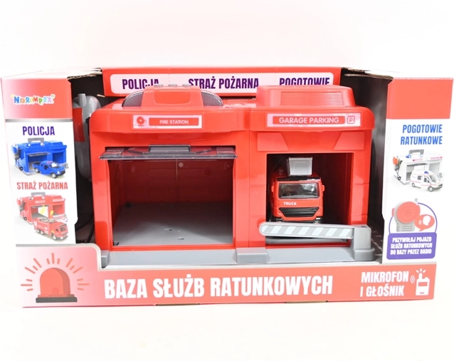 Base de pompiers interactive avec véhicule et microphone