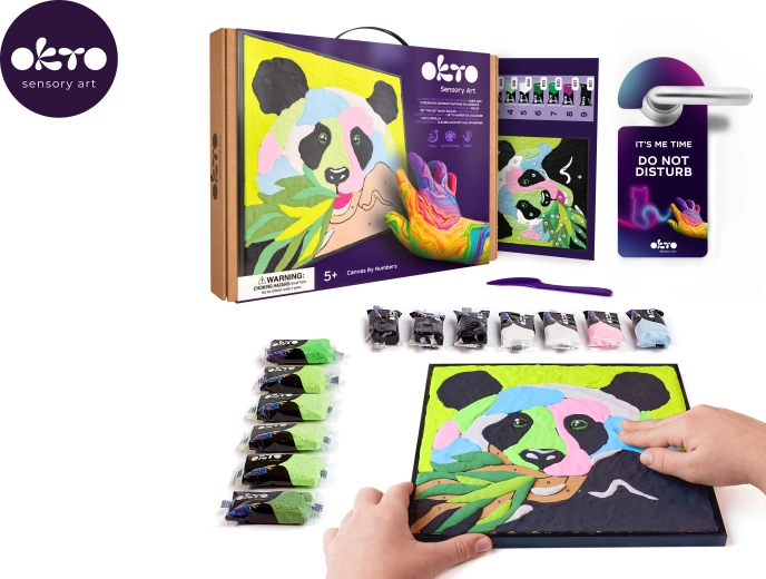 OKTO Panda kit créatif de peinture sur toile 30x30 cm