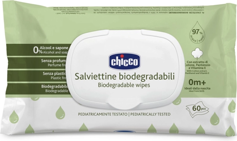 Chicco lingettes humides pour enfants sans plastique 60 pcs