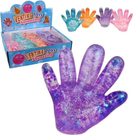 Main en gel anti-stress à presser en boîte présentoir (12 pcs)