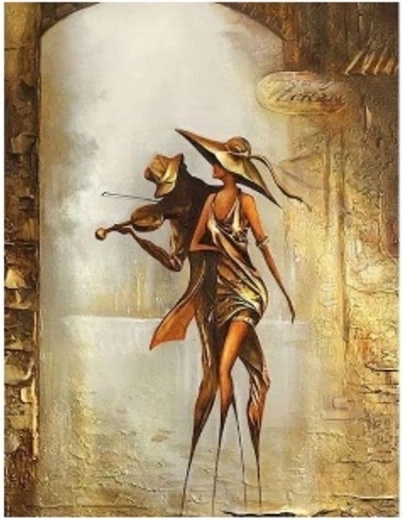 Peinture diamant – couple avec violon 30 × 40 cm
