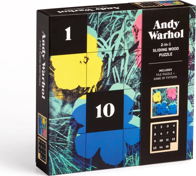 Puzzle coulissant en bois Andy Warhol : Fleurs 2‑en‑1