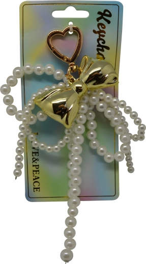 Porte-clés perles avec nœud et cœur