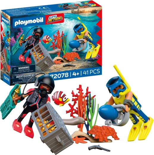 Playmobil City Action plongeur de police avec trésor – set de jeu avec figurines et accessoires