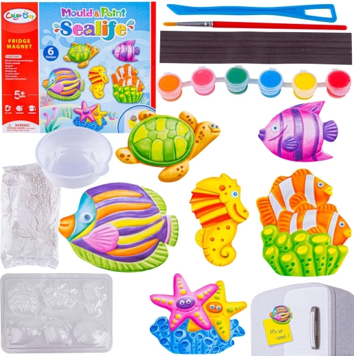 Kit créatif de fabrication et de peinture de magnets en plâtre – animaux marins