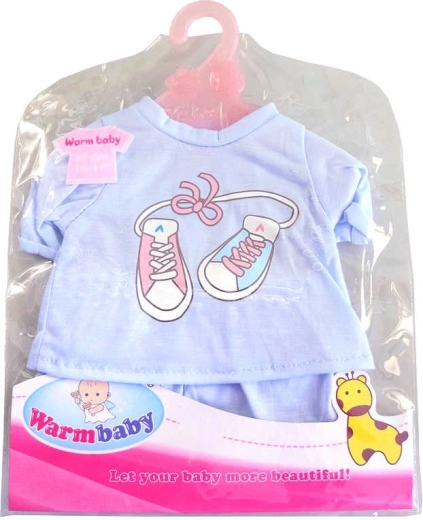 Vêtements pour poupée 42 cm – T-shirt bleu et pantalon avec cintre