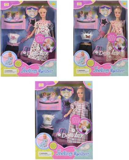Poupée Defa Lucy future maman enceinte avec jumeaux et accessoires 30 cm - 1 ensemble