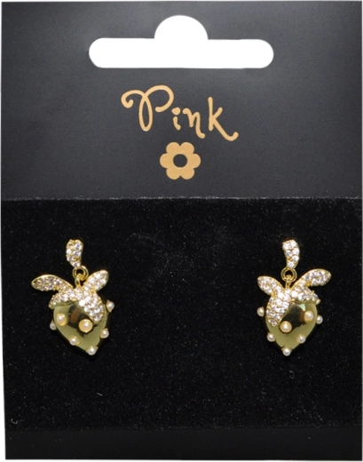 Boucles d’oreilles Fraise dorées à l’or fin avec cristaux