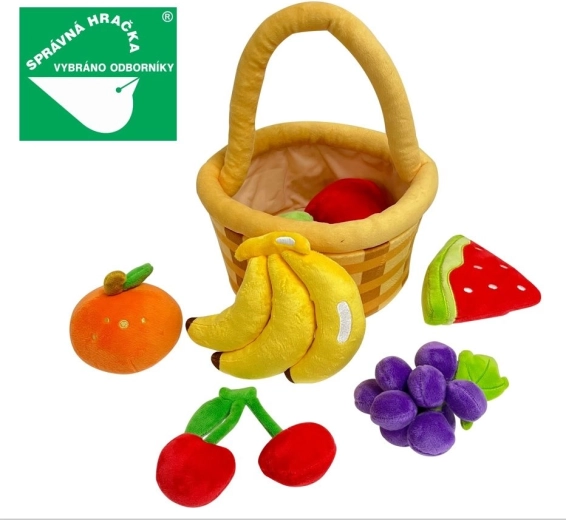 Fruits en peluche Magic Baby dans un panier