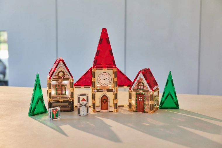 Cleverclixx jeu de construction magnétique calendrier de l'Avent Village de Noël – 46 pièces