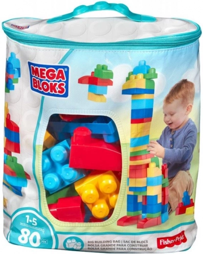 Mega Bloks grand sac de blocs – bleu (80 pièces)