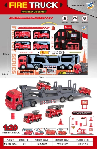 Ensemble de remorquage de pompiers avec véhicules et accessoires