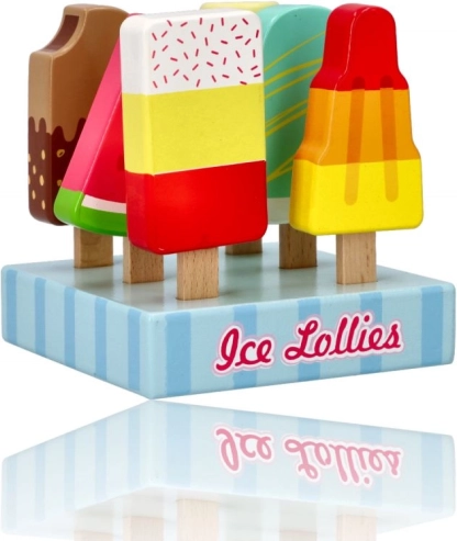 Glaces en bois sur présentoir pour enfants