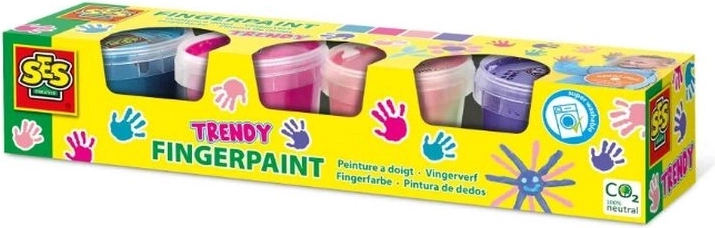 SES Creative peintures au doigt – set de 4 couleurs tendance (4×110 ml)