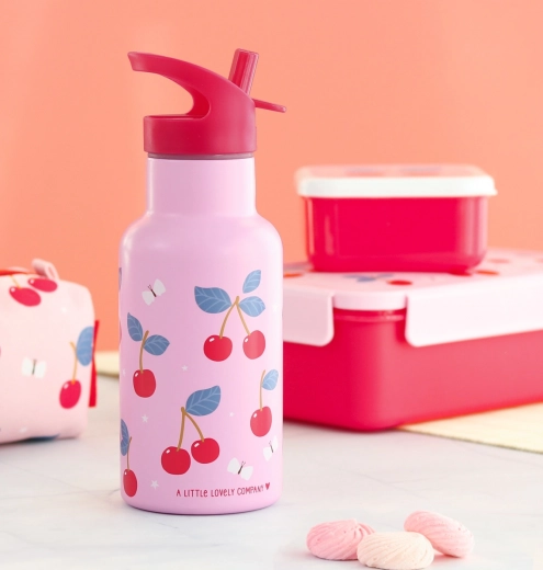 Bouteille isotherme en inox motif cerises 350 ml