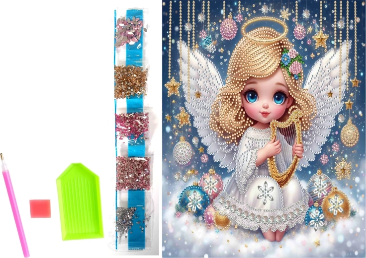 Peinture diamant sur toile – ange de Noël 23 × 30 cm