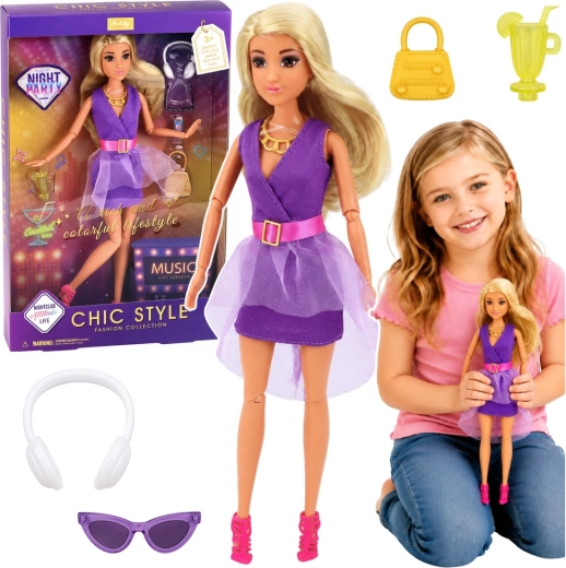 Poupée Anlily en robe violette avec casque et accessoires 30 cm