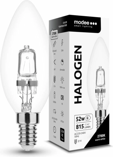 Modee bougie halogène C35 52 W E14, 815 lm, blanc chaud