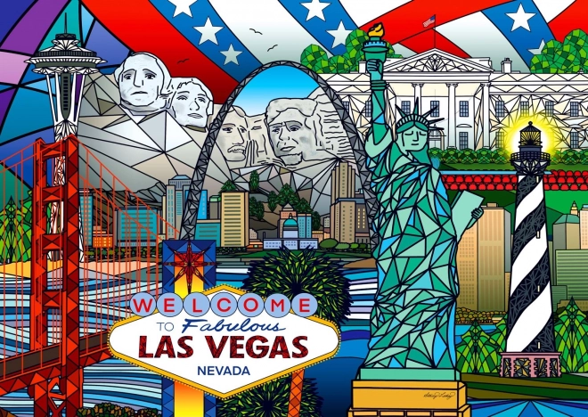 ENJOY puzzle collage des monuments américains – 1000 pièces