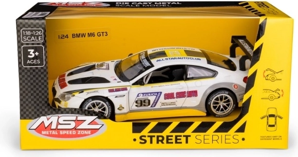 MSZ BMW M6 GT3 modèle de voiture de course 1:24 blanc
