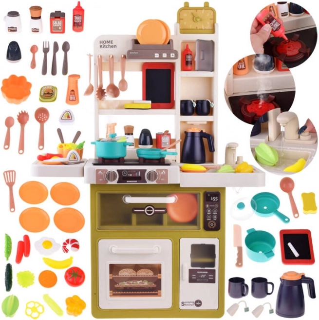 Cuisine pour enfants avec vapeur, eau courante et 49 accessoires