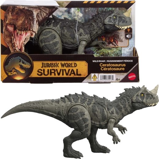 Figurine interactive dinosaure JURASSIC WORLD Survival Cératosaurus 30 cm