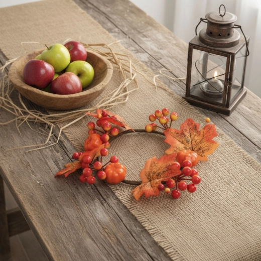 Décoration d’automne, couronne en feuilles d’érable de 22 cm