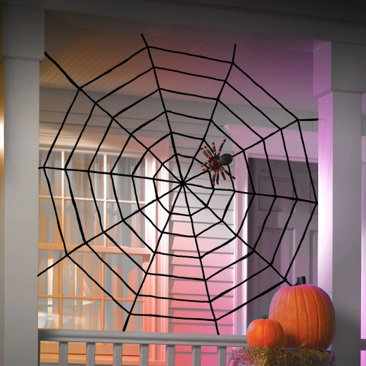 Toile d’araignée d’Halloween pelucheuse noire 200 cm