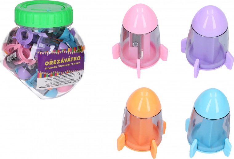 Taille-crayon avec réservoir et gomme – vaisseau spatial