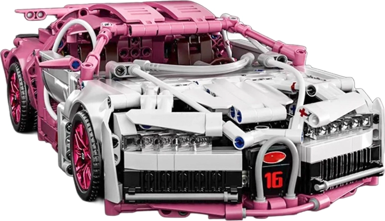 Coffret de construction voiture de sport rose, 1132 pièces
