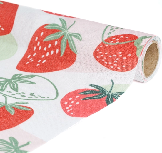 Chemin de table décoratif à motif de fraises des bois, 180 × 28 cm