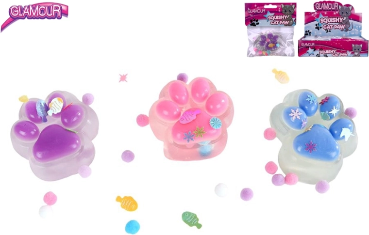 Patte de chat Glamour antistress avec slime pailleté