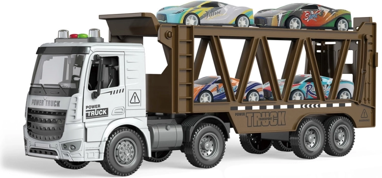 Camion transporteur avec voitures, effets lumineux et sonores 38 cm