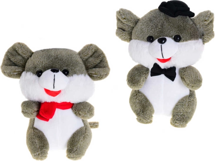 Souris en peluche bébé 20 cm assise - 1 pièce