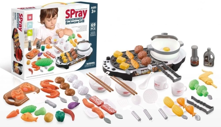 Set de barbecue pour enfants avec accessoires, lumières et sons (69 pièces)