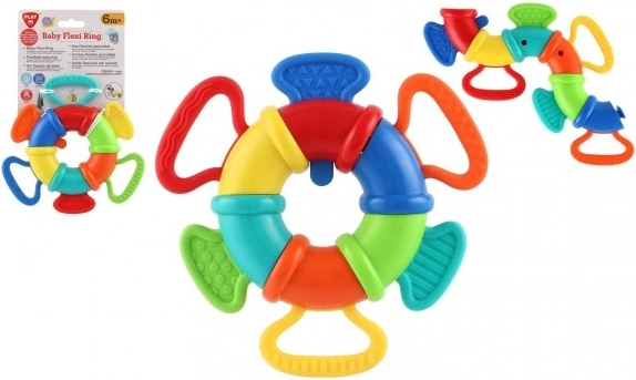 Hochet/Masseur de dents/Anneau flexible plastique/silicone 15 cm sur carte 6m+