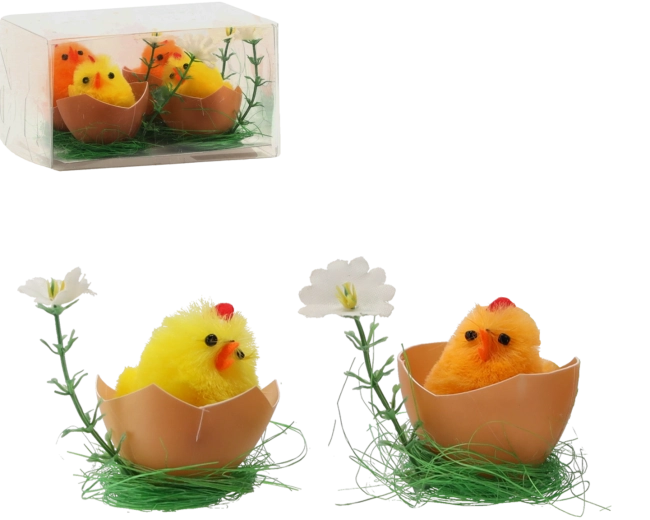 Décorations de Pâques poussins dans une coquille, lot de 4 pièces
