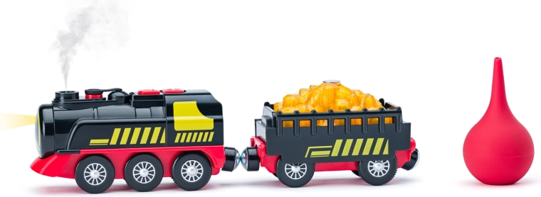 Locomotive électrique avec effet vapeur et wagon de marchandises - 1 pièce