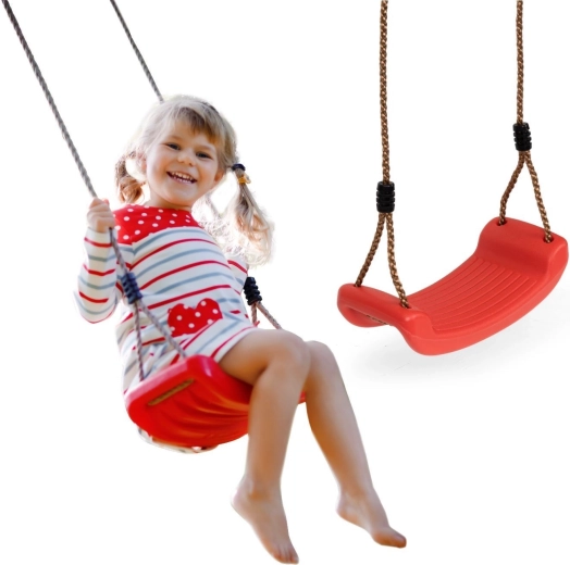 Balançoire de jardin suspendue pour enfants avec siège en plastique rouge - 1 pièce