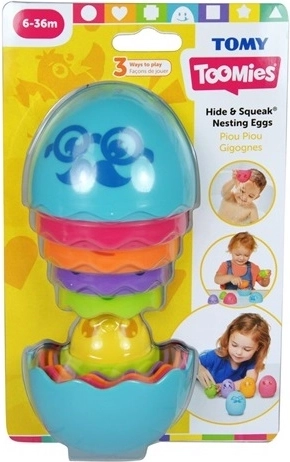 Œufs gigognes à cacher et à faire couiner Tomy Toomies (coque bleue)