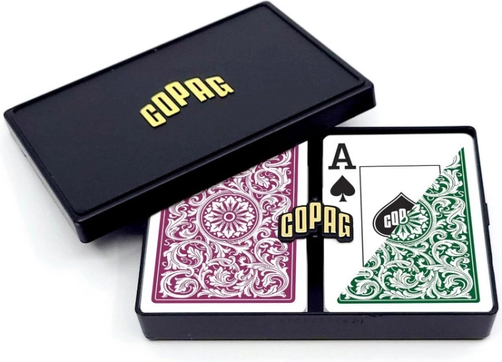 Cartes de poker en PVC – 2 jeux, vert et bordeaux, étanches