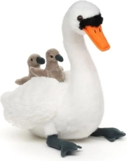 Cygne en peluche avec ses petits 25 cm Eco-friendly