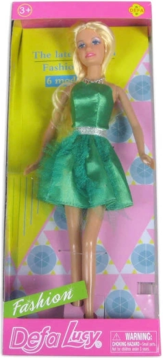 Poupée Defa Lucy en robe de cocktail verte en boîte